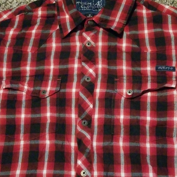 Mens Hurley long sleeve snap button shirt - Picture 4 of 4